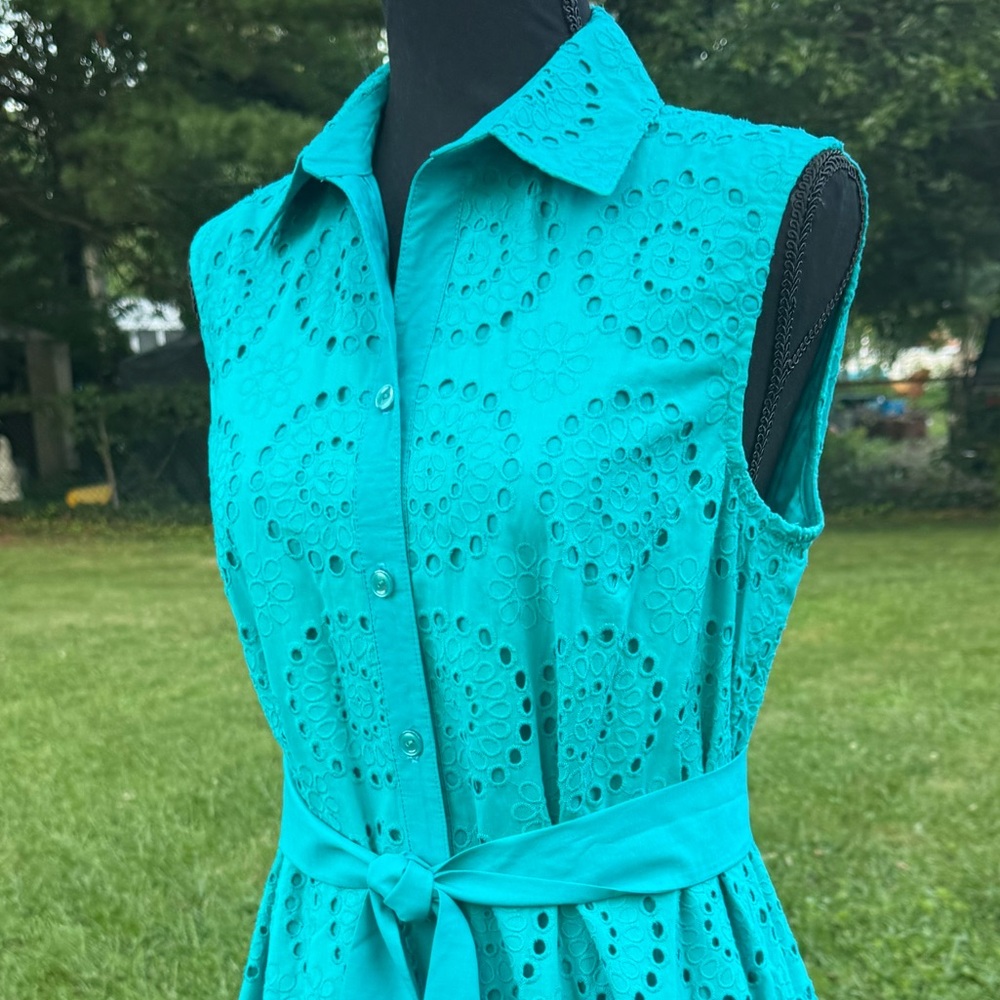 NWOT Lilly Pulitzer ❤️🔥SAMPLE❤️🔥Maxi Teal Sleeveless Eyelet Dress 10 - Picture 15 of 17